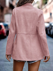 Solid Open Front Blazer Long Sleeve For Office & Work