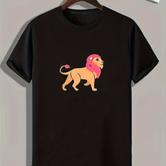 Lion Pattern Print Men's Sports T-shirt Summer Fitness Clothing