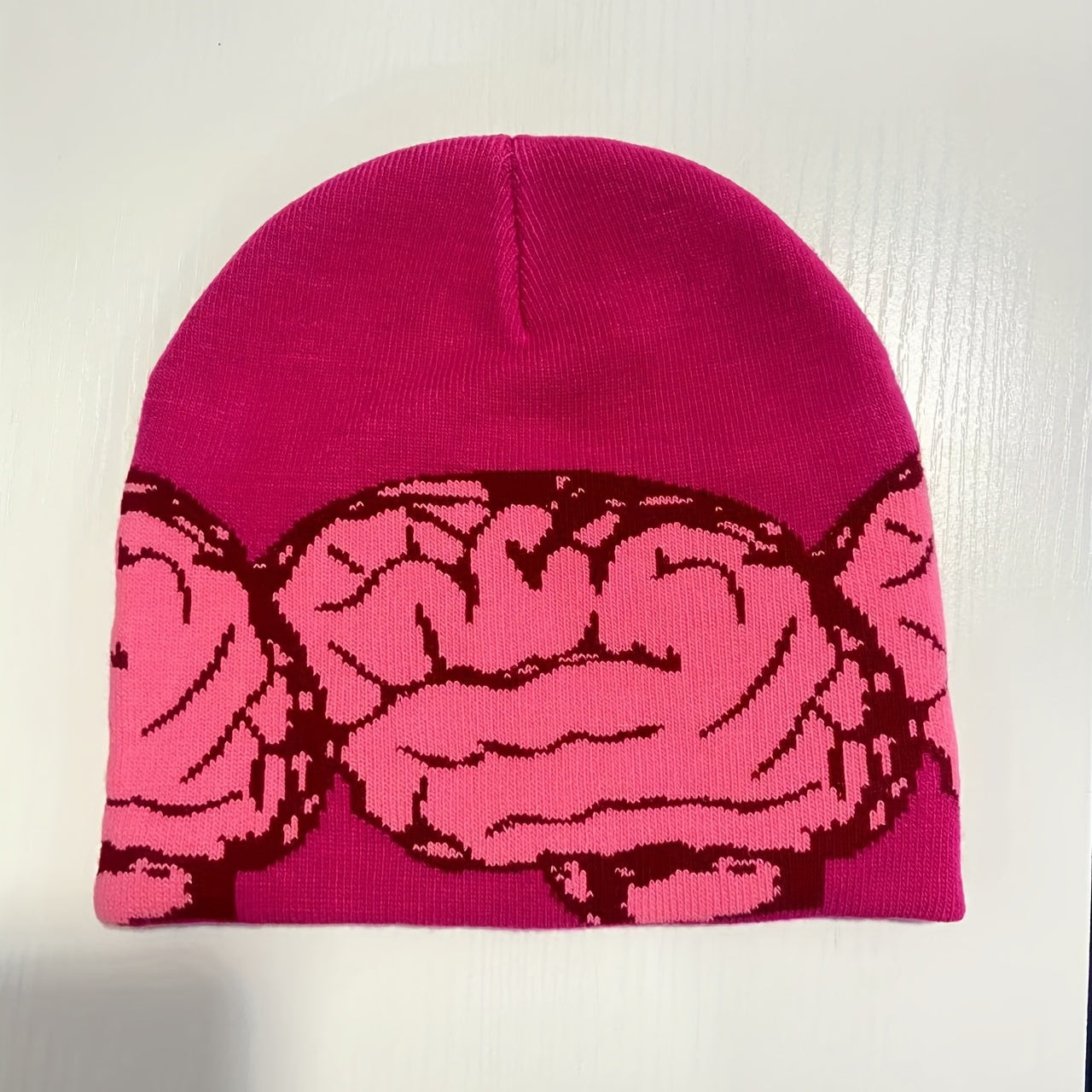 Y2K Brain Jacquard Beanie Candy Skull Cap Hip Hop Knitted Hat Warm Ski Hat