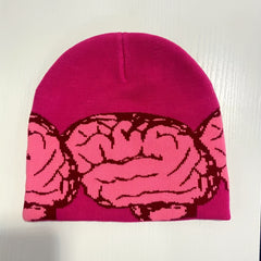 Y2K Brain Jacquard Beanie Candy Skull Cap Hip Hop Knitted Hat Warm Ski Hat