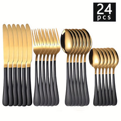 24pcs Steak Cutlery Set 1010 Stainless Steel Fork Spoon