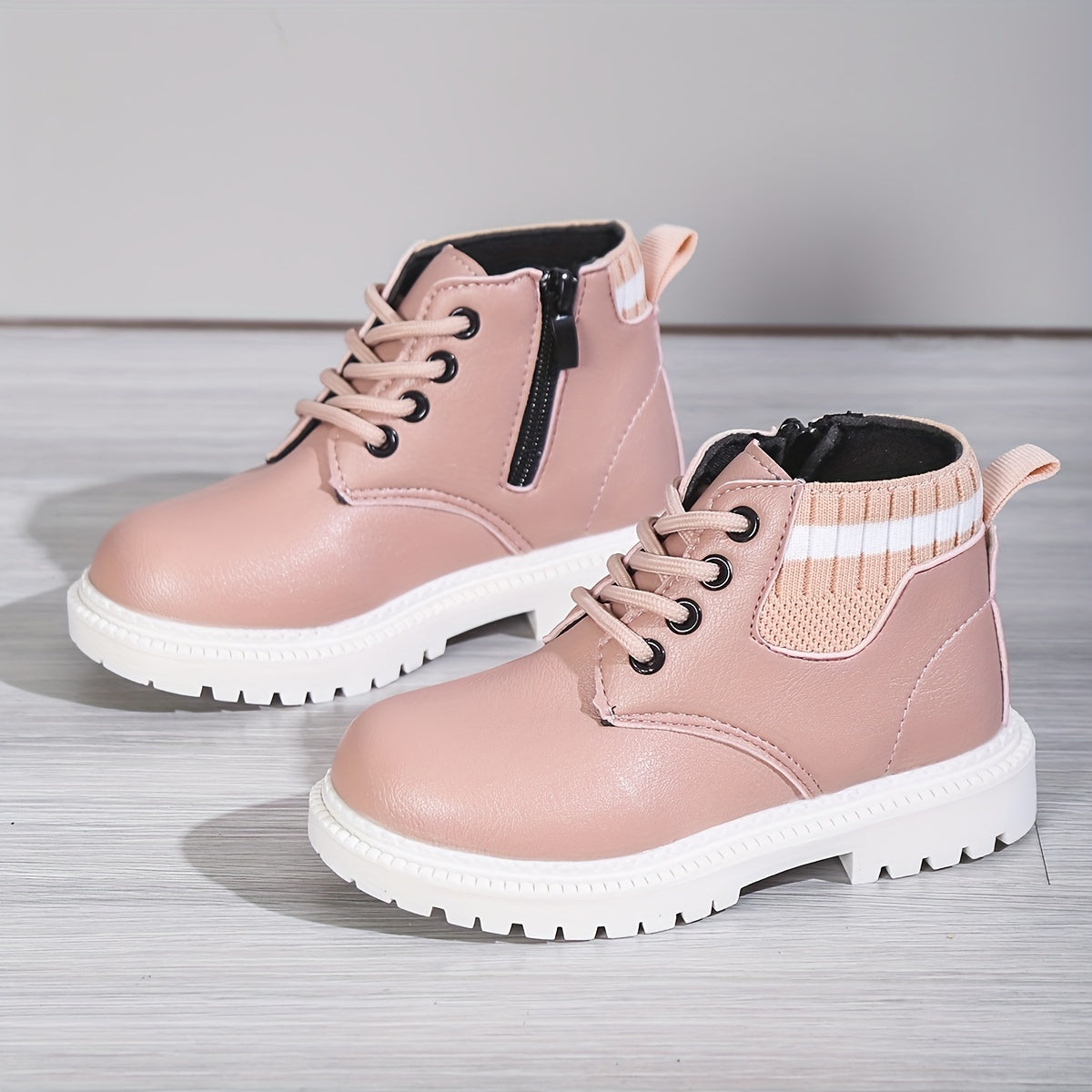 Vintage Ankle Boots For Girls Kids Wear resistant Non Slip Boots With Zipper