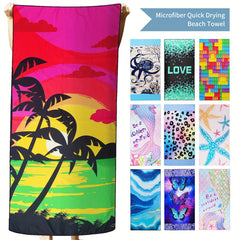 Cartoon Print Microfiber Beach Towel Quick Drying Lightweight