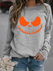 Halloween Jack O' Lantern Print Sweatshirt