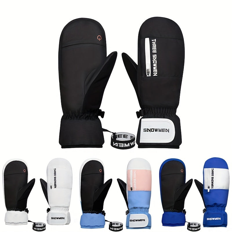 Men's Waterproof Winter Skiing Gloves Touch Screen Thick Warm Zipper Gloves