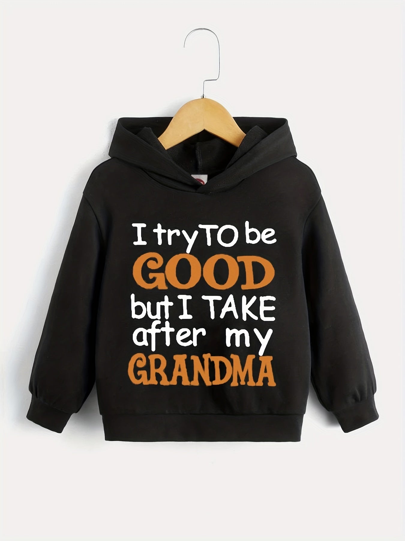BOYS HOODED SWEATSHIRT WITH LETTER PRINT