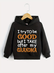 BOYS HOODED SWEATSHIRT WITH LETTER PRINT