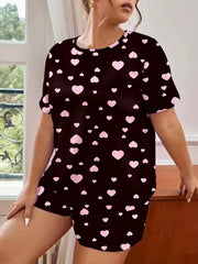 Heart Print Tee & Shorts Set