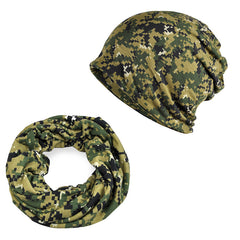 Vintage Camo Fleece Knitted Hat With Scarf - Outdoor