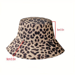 Leopard Print Reversible Bucket Hat Lightweight Sunscreen Fisherman Cap
