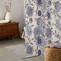 Waterproof Floral Shower Curtain w/ 12 Hooks Bathroom Decor