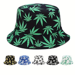 Leaf Print Bucket Hat Hip Hop Sunscreen Basin Hats Lightweight Fisherman Cap