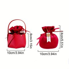 2pcs Wedding Candy Box Leather Bucket Velvet Candy Bag Wedding Gift