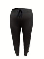 Women's Plus Leopard Print Top & Joggers Set