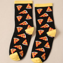 Pizza Print Socks Women's Crew Stockings