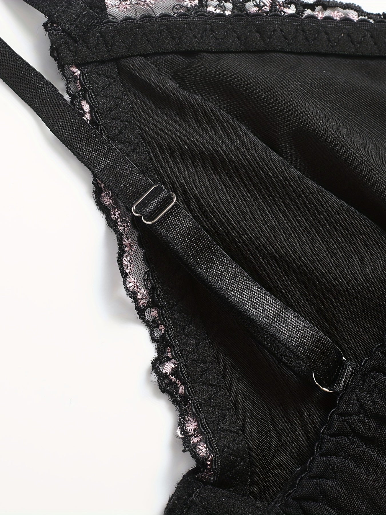 Floral Embroidered Mesh Plus Size Sexy Bra with Light Padding