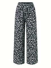 Floral Wide Leg Pants Boho High Waist Spring Summer Women's Clothing