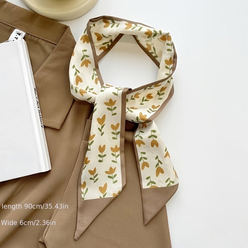 Small Silk Scarf Women's Printed Scarves Hair Tie Bag Decoration Ribbon Headband