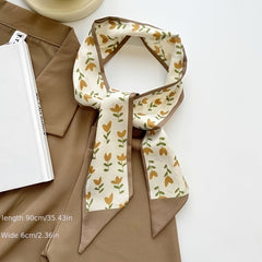 Small Silk Scarf Women's Printed Scarves Hair Tie Bag Decoration Ribbon Headband