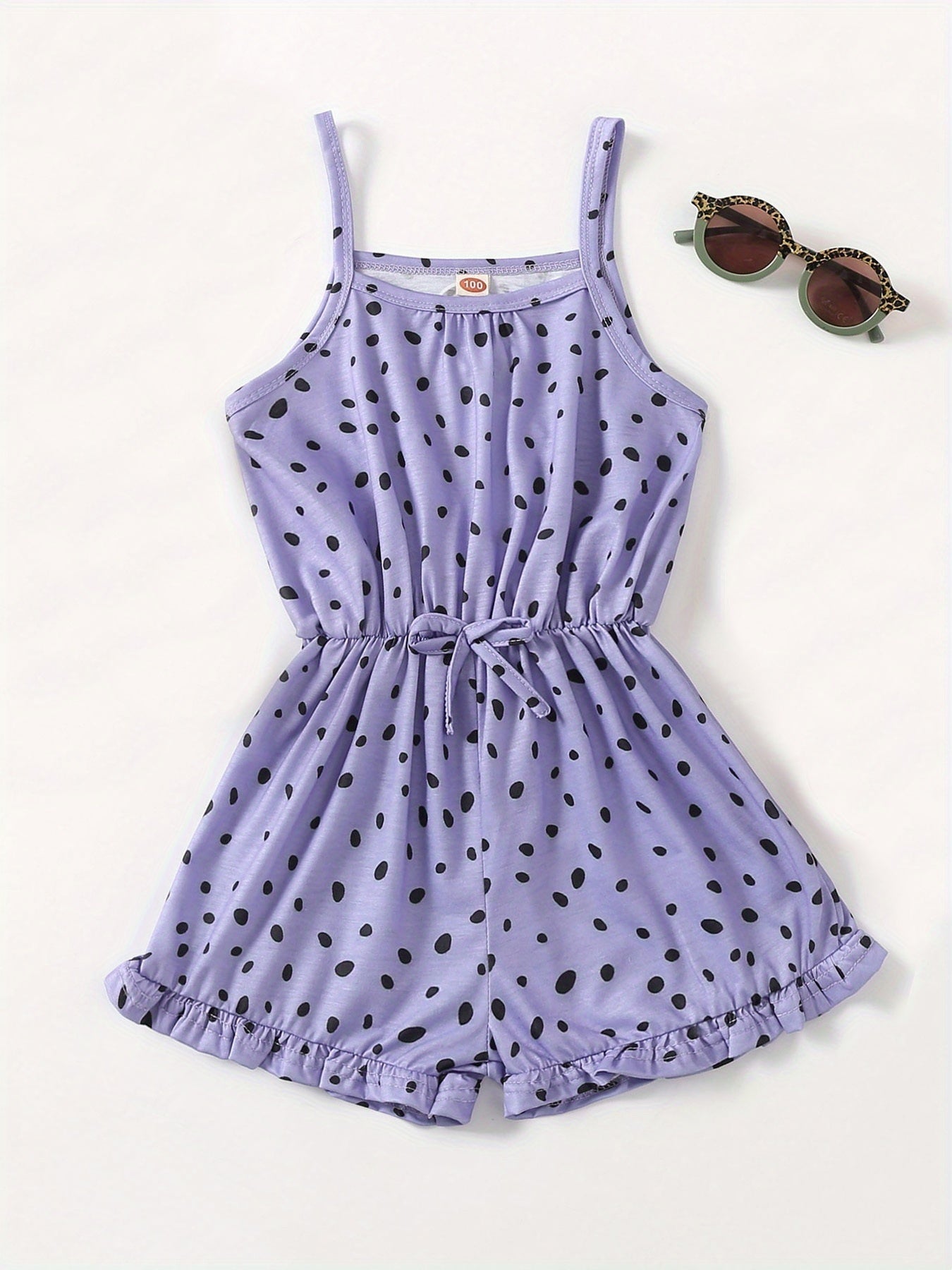 Girls Polka Dot Sleeveless Romper Comfortable Jumpsuit For Summer