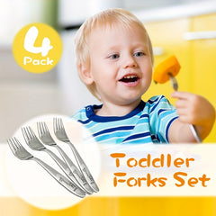 4pcs Toddler Forks Set Stainless Steel Kids Metal Forks Safe for Children