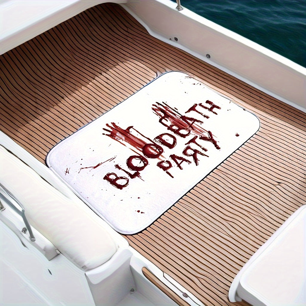2pcs Halloween Blood Footprint Floor Mat Toilet Carpet Gothic Decor