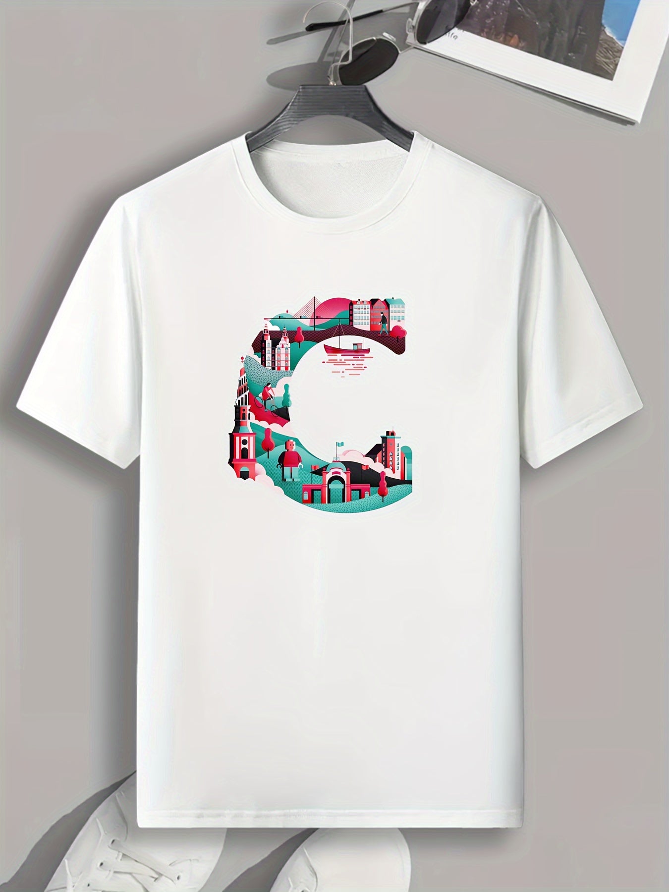 Cartoon Painting Print Men's Graphic T-shirt for Summer