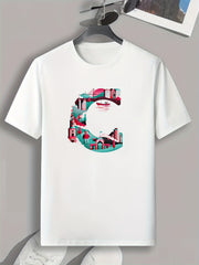 Cartoon Painting Print Men's Graphic T-shirt for Summer