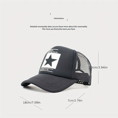 Pentagram Print Baseball Cap Mesh Trucker Hat Adjustable Sunscreen Sports Hats