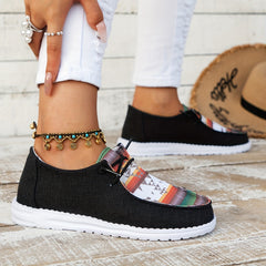 Women's Geometric Flat Loafers Round Toe Walking Shoes