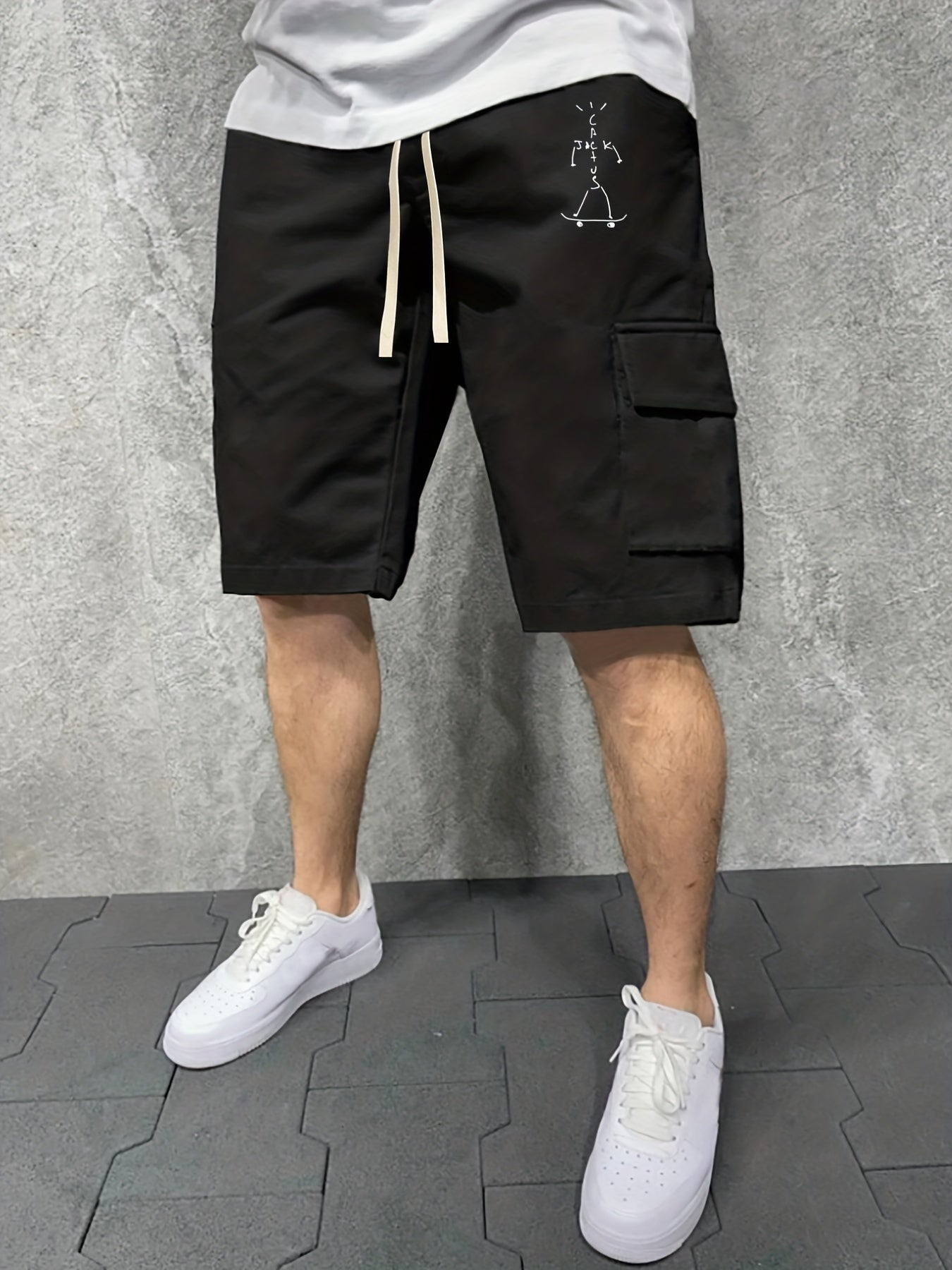 Men's Stretch Knee Long Skateboarding Shorts for Summer