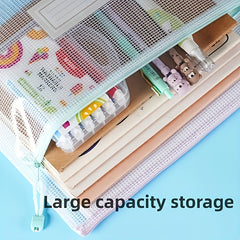 10 Pcs Mesh Bag With Zipper A4 Size Office Home Supplies Student Use