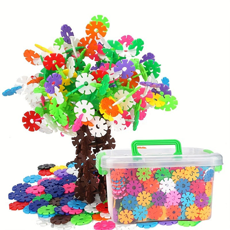 Colorful Plastic Building Blocks Set with Digital Letters Snowflakes