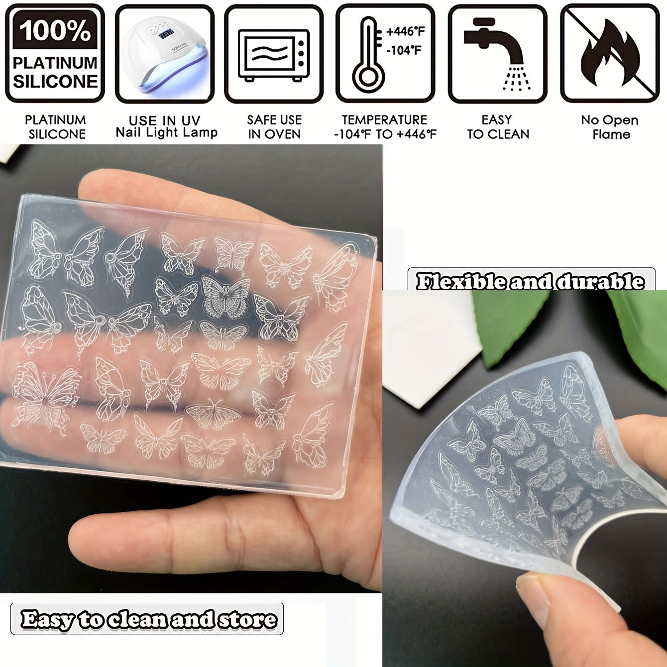 3D Butterfly Wings Silicone Nail Art Mold DIY Templates