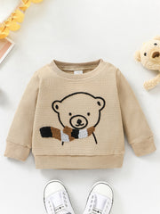 Baby Boys Bear Print Pullover Sweatshirt for Fall Winter