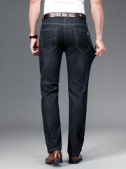 Classic Slim Fit Jeans Men's Semi-formal Medium Stretch Straight Leg Denim Pants