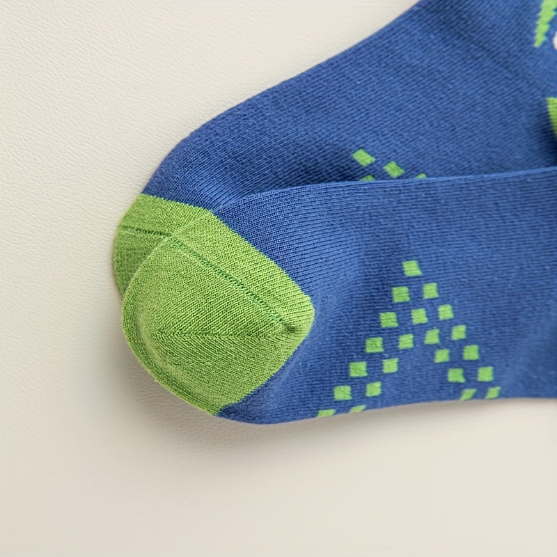 5 Pairs Boy's Letter Crew Socks Cotton Blend Comfy Casual Style