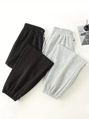 2pcs Elastic Waist Sports Pants with Pocket Women's Activewear