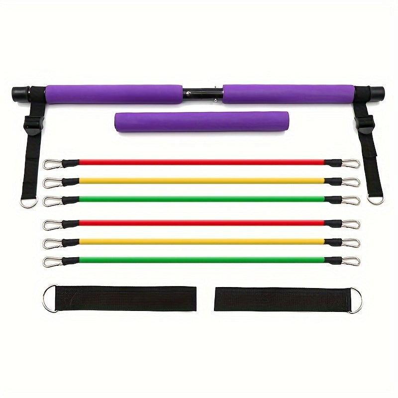 10pcs Pilates Fitness Stick Set Resistance Tension Rope for Body Shaping
