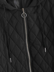 Solid Zipper Hooded Long Sleeve Padded Coat Women's Clothing