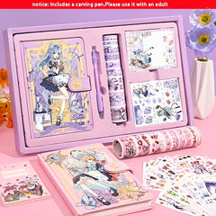 Cute Cartoon Notebook Set for Girls with Stickers & Tapes