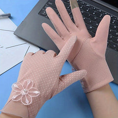 Sunblock Lace Gloves Women's Cycling Thin Touch Screen Gloves