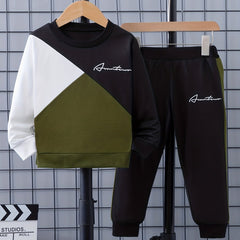 Boy's Letter Print 2pcs Sweatshirt & Sweatpants Set for Spring Fall