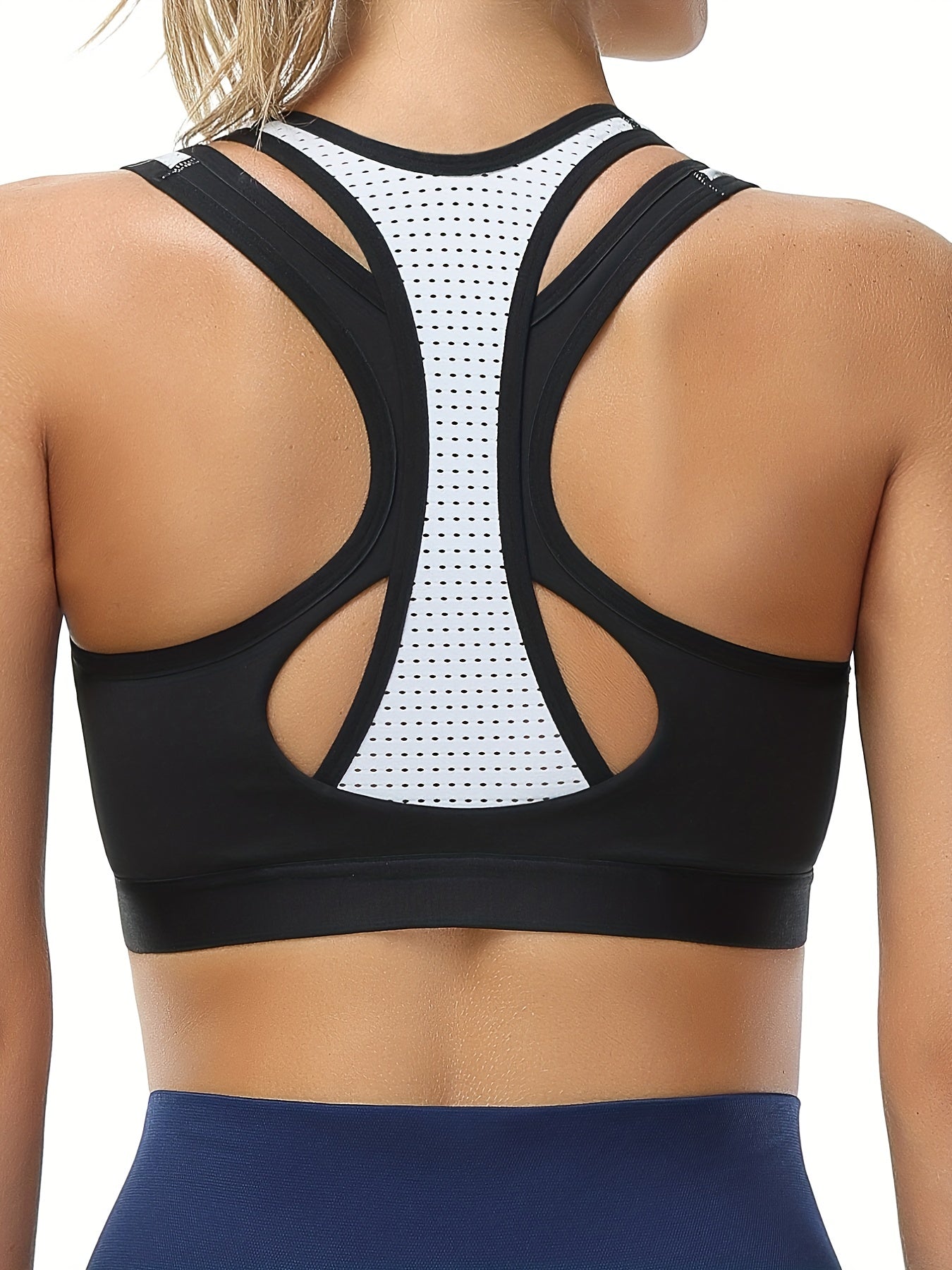 Colorblock Zip Sports Bra High Impact Workout Bra