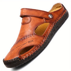Men's Plus Size Leather Hiking Sandals Non Slip Beach Water Shoes