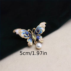 Turquoise Butterfly Brooch with Freshwater Pearls for Girls