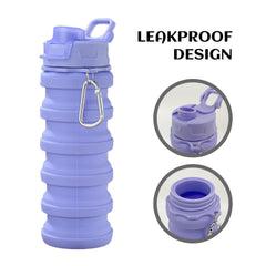 Collapsible Water Bottle 16oz BPA Silicone Hiking Travel Sports Cup