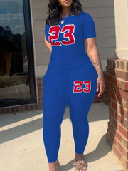 Women's Plus Number Print Tee & Pants Set
