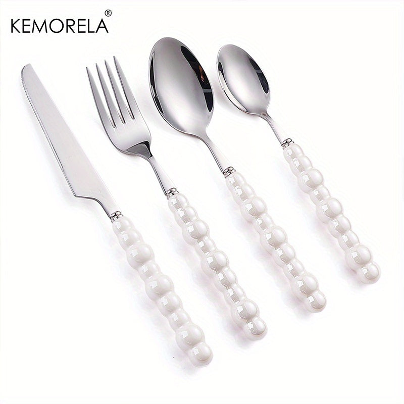 4pcs Ceramic Handle Cutlery Set for Steak and Dessert