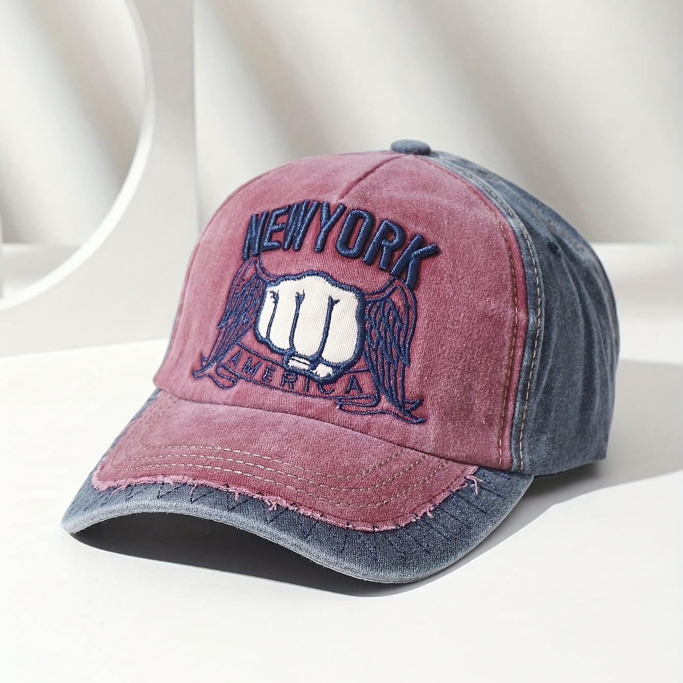 Washed Cotton Fist Embroidered Peaked Cap Sunshade Baseball Cap